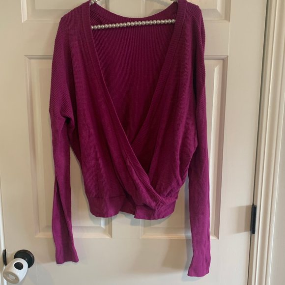 Splendid Ladies Reversible Waffle Knit Soft Dolman Wrap Sweater Size L - Picture 3 of 6